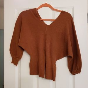 Womens crop balloon sleeve sweater